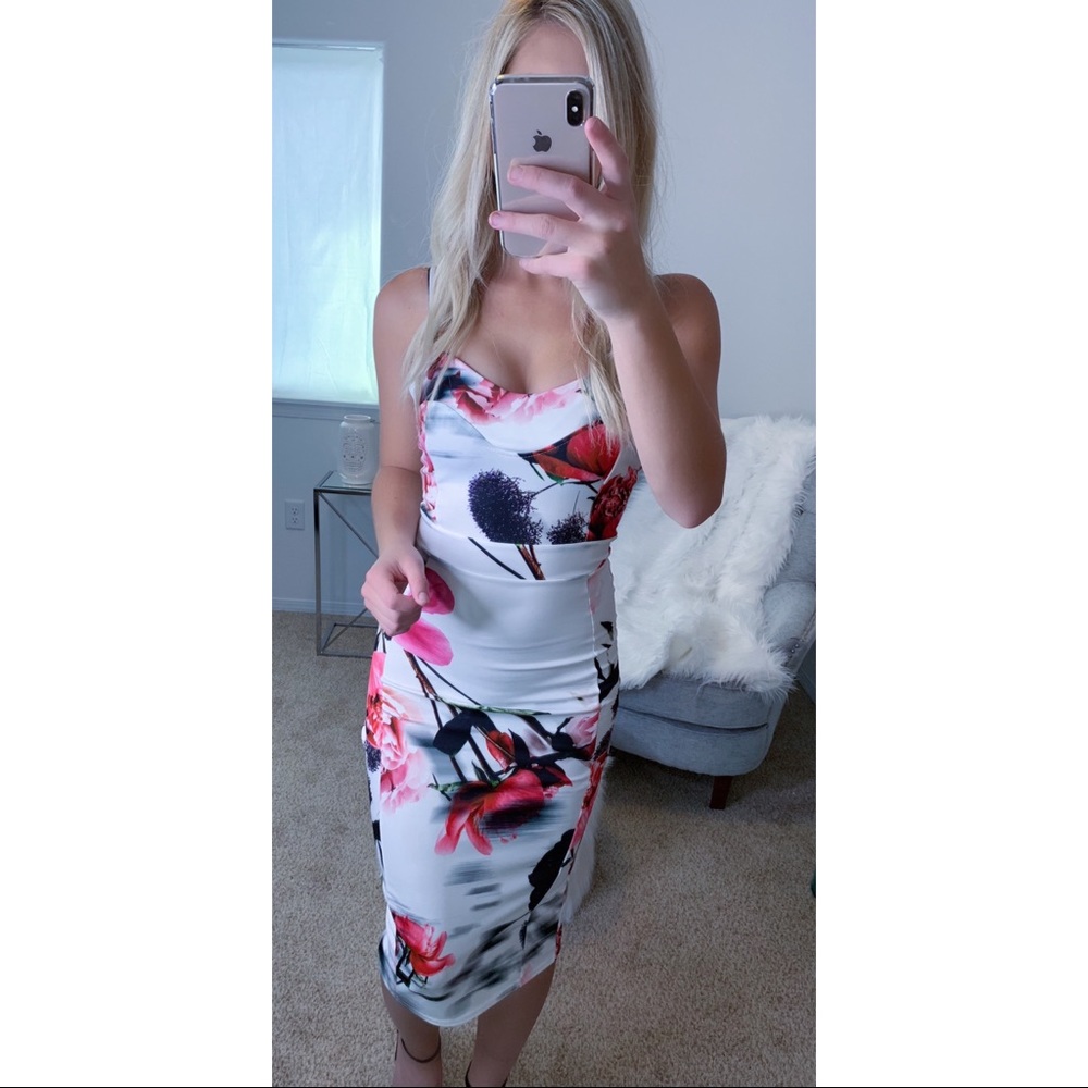 Pink Floral Bodycon Dress